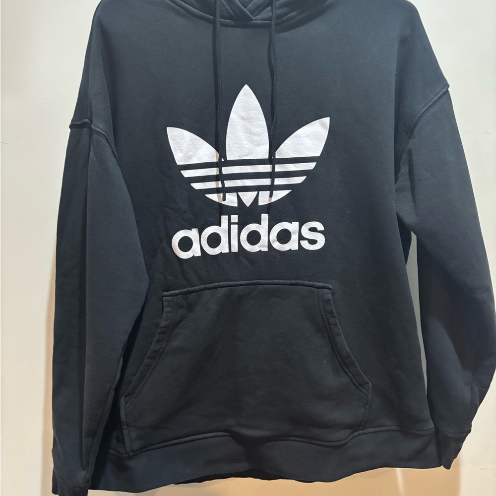 Adidas Black Men's Hoodie. Big Logo Oversized
